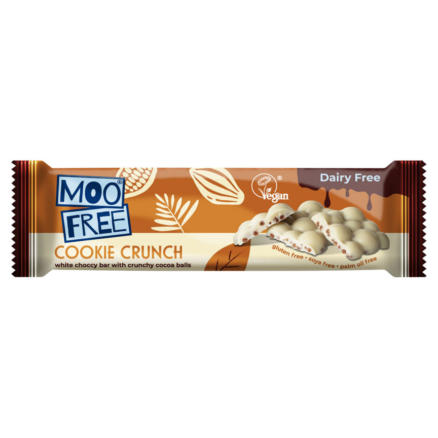 Moo Free Cookie Crunch White Choccy Bar with Crunchy Cocoa Balls 35g