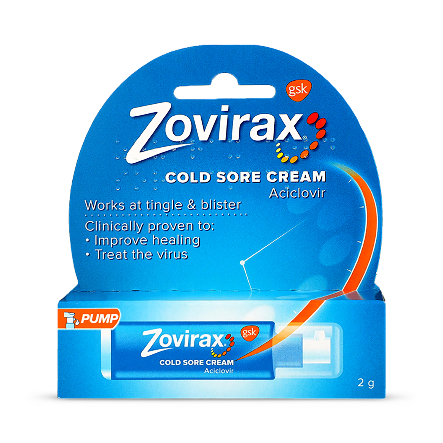 Zovirax cold sore cream 2g pump - British product