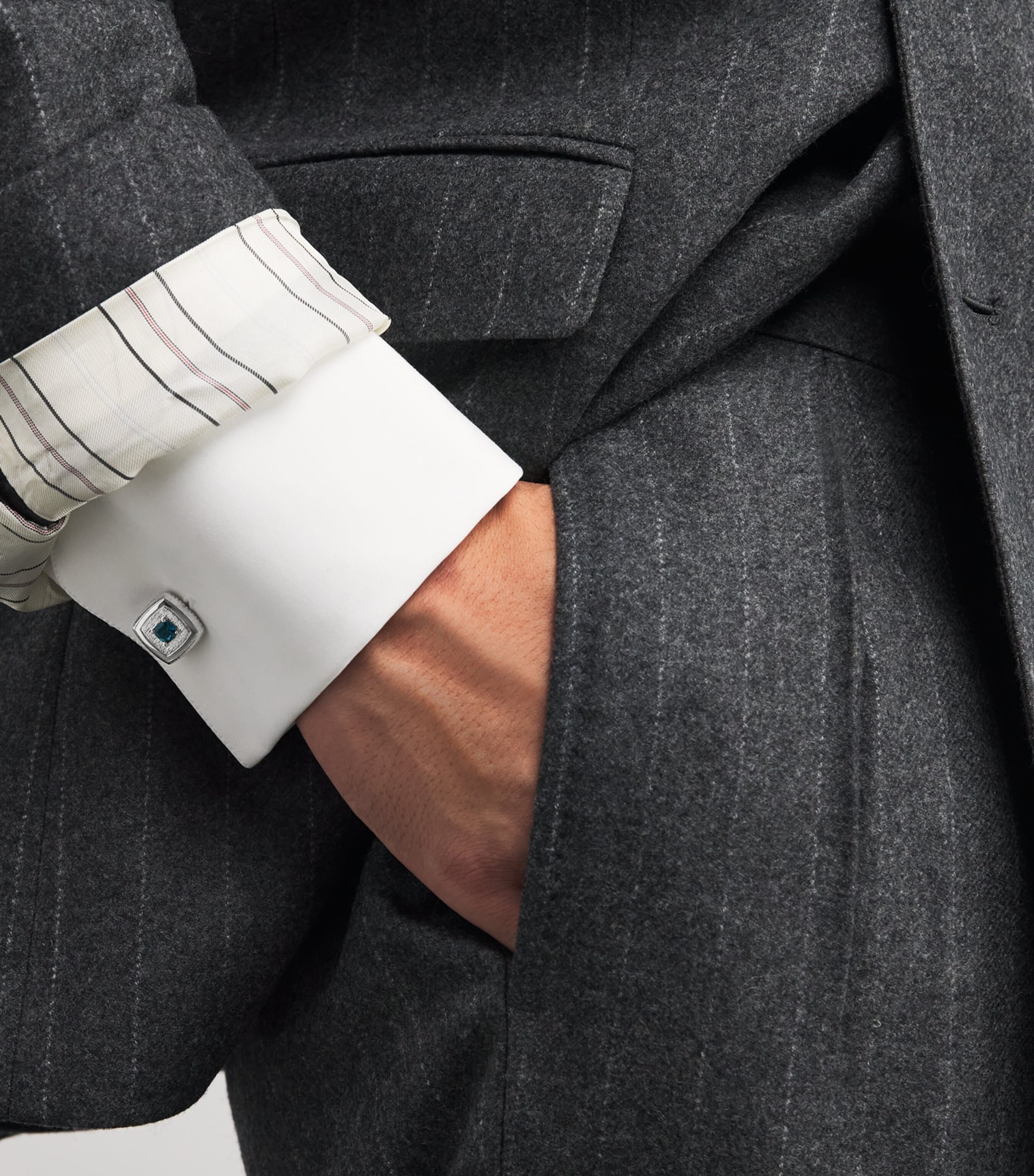 Tateossian sterling silver and topaz textured square cufflinks (British brand)