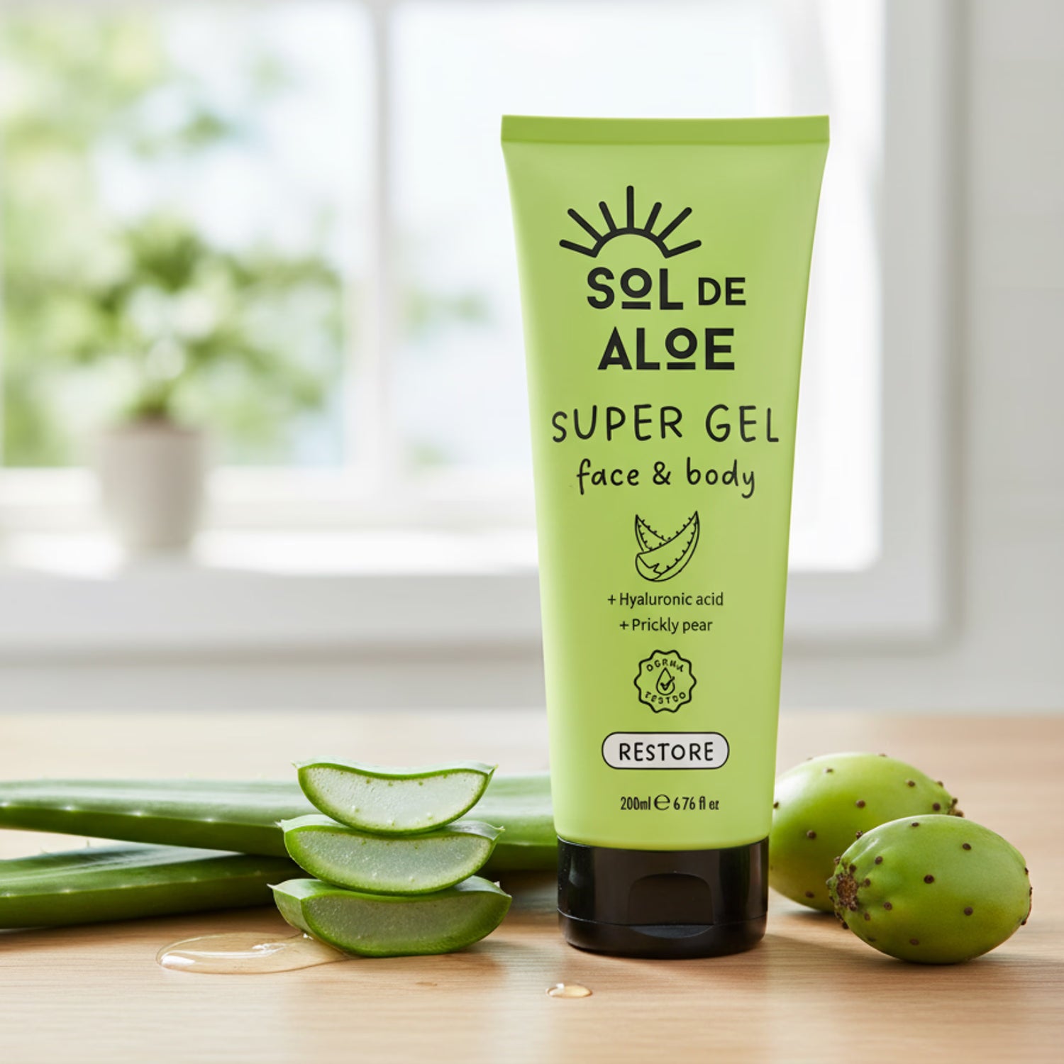 Aloe Vera Gel with Hyaluronic Acid 200ml, imported from the UK