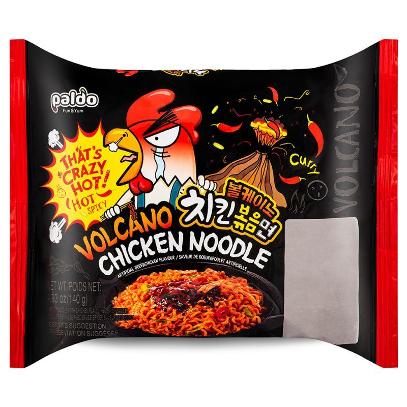 Paldo Volcano Chicken spicy instant noodle, UK version