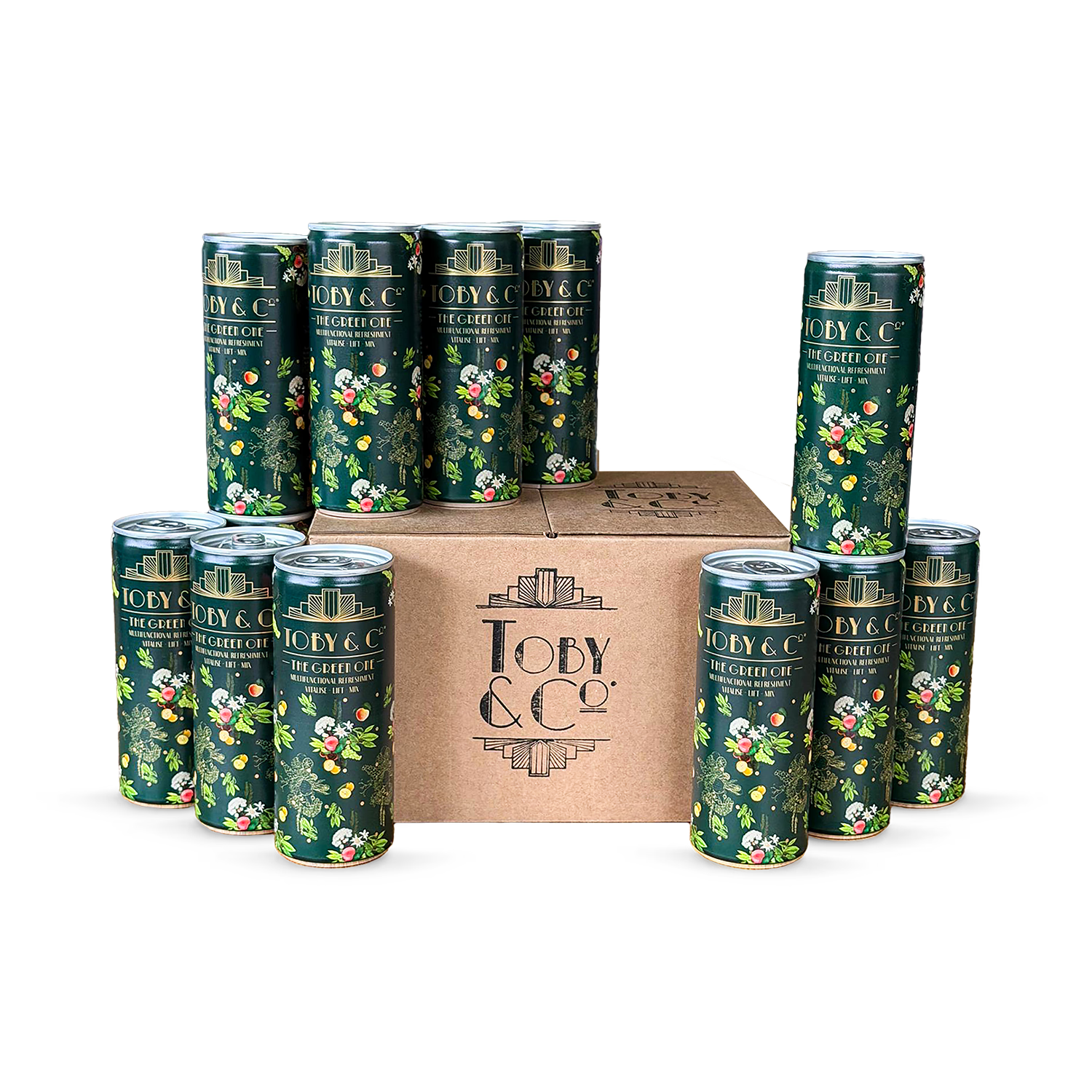 Toby & Co The Green One functional drink 250ml can pack (British brand)
