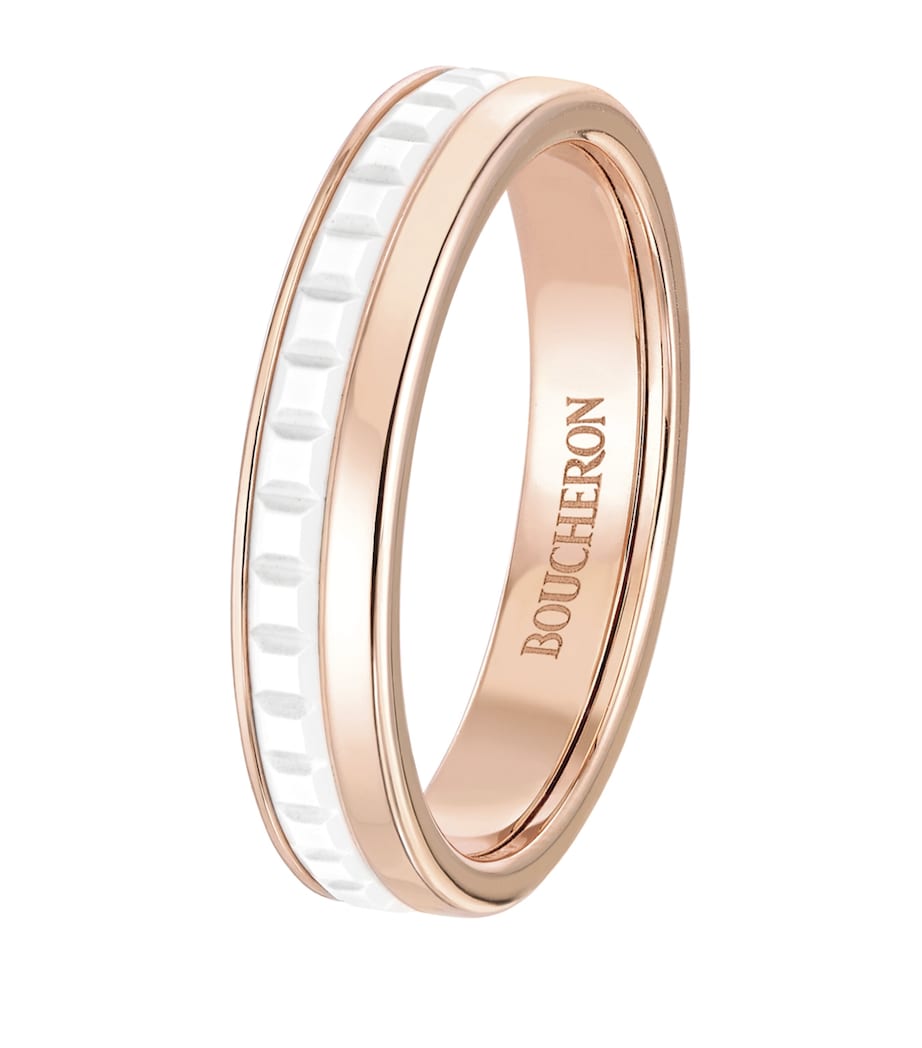 Boucheron wedding band rose gold Quatre white ceramic (British brand)