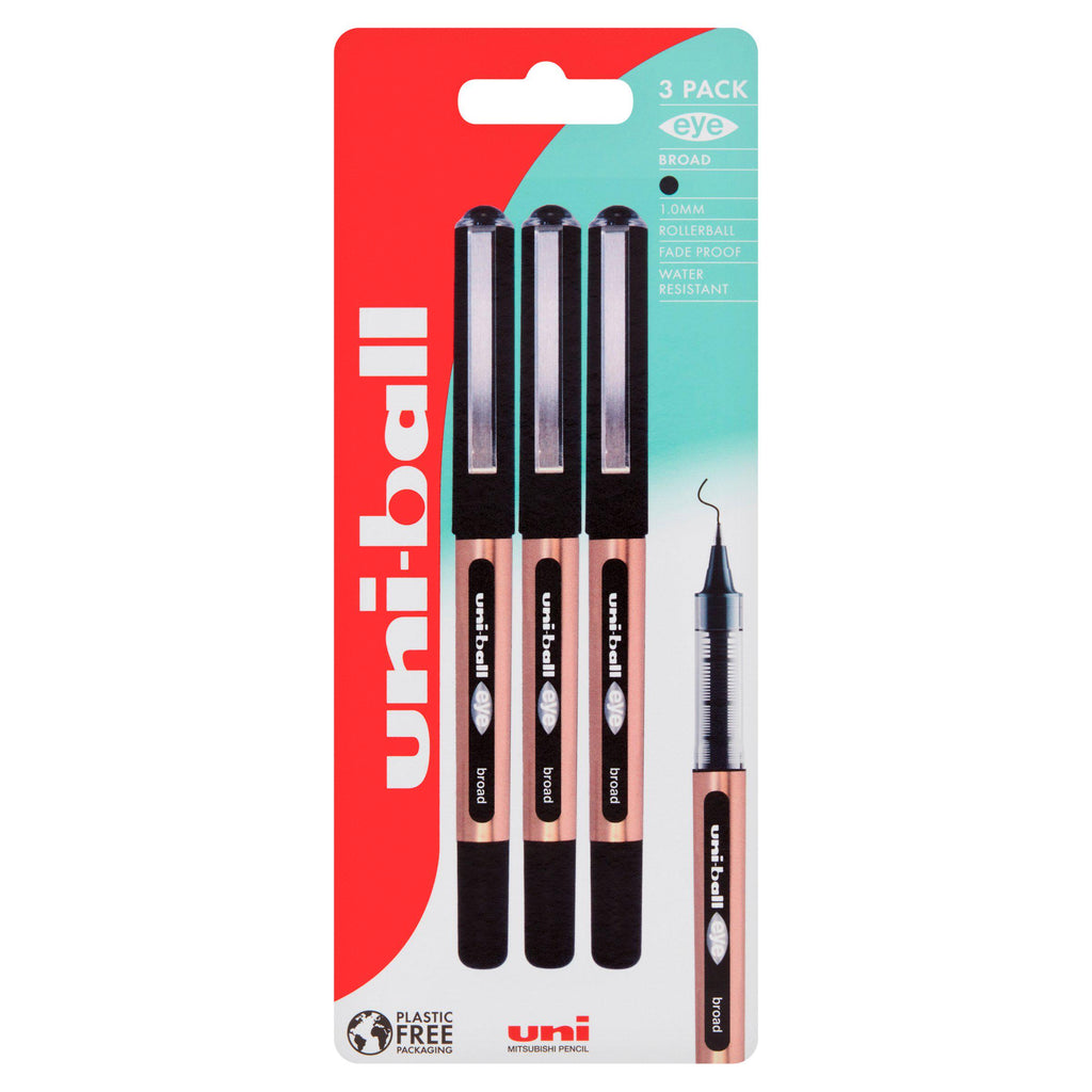 Uni-ball Eye Broad Rose Gold Black Ink 3pk