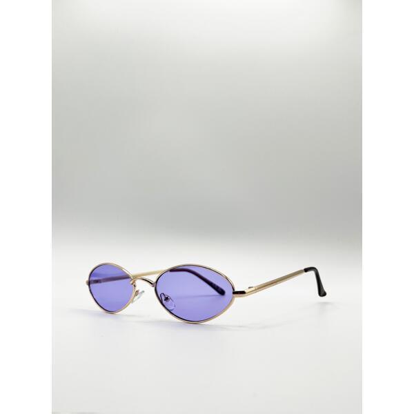 SVNX oval frame sunglasses with lilac lenses (British brand)