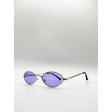 SVNX oval frame sunglasses with lilac lenses (British brand)