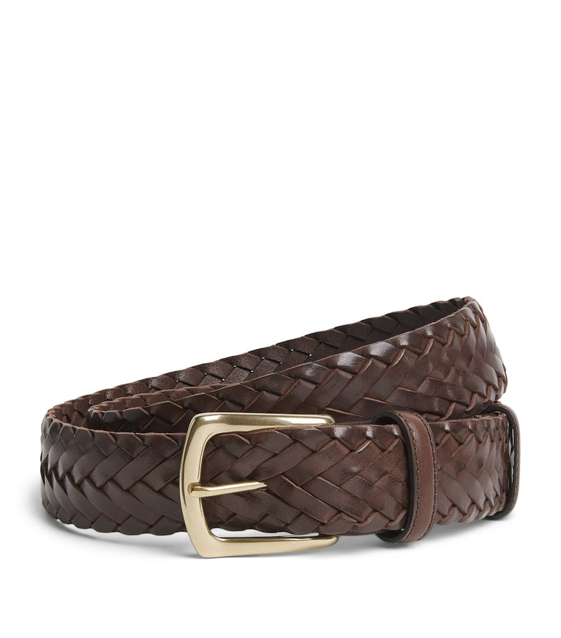 Elliot Rhodes leather braided belt handwoven, imported from the UK