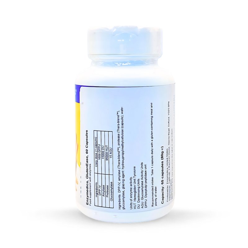 Enzymedica GlutenEase digestive enzymes 60 capsules, imported from the UK
