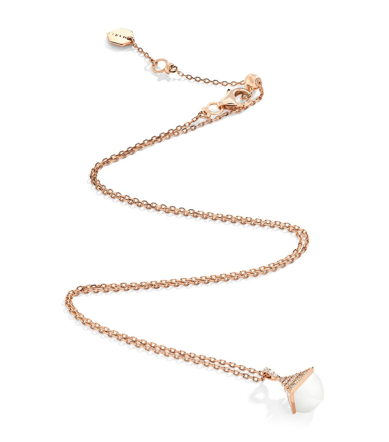 Marli New York rose gold diamond white agate pendant, UK version