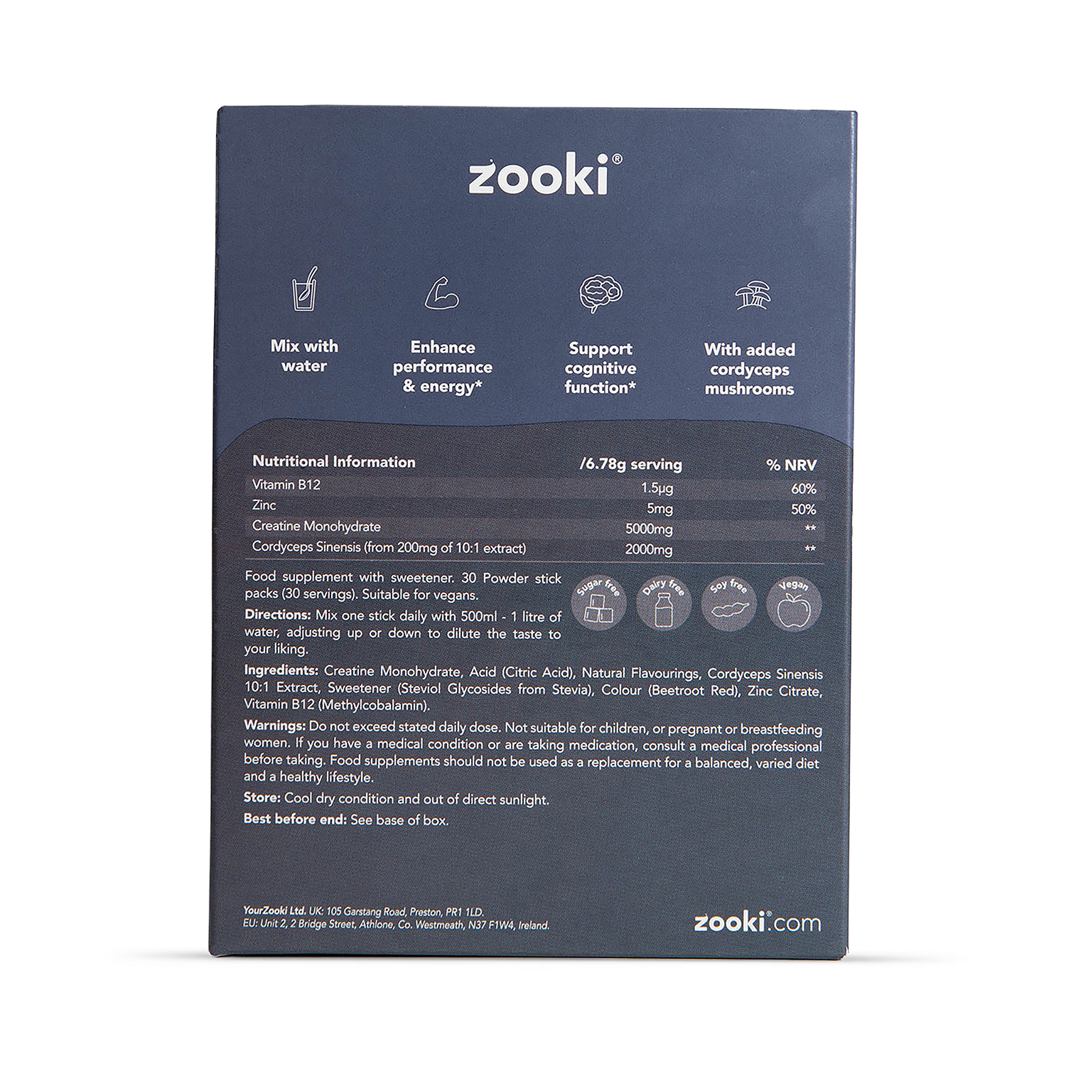 Zooki creatine supplement wild berry powder 30 sachets - British product
