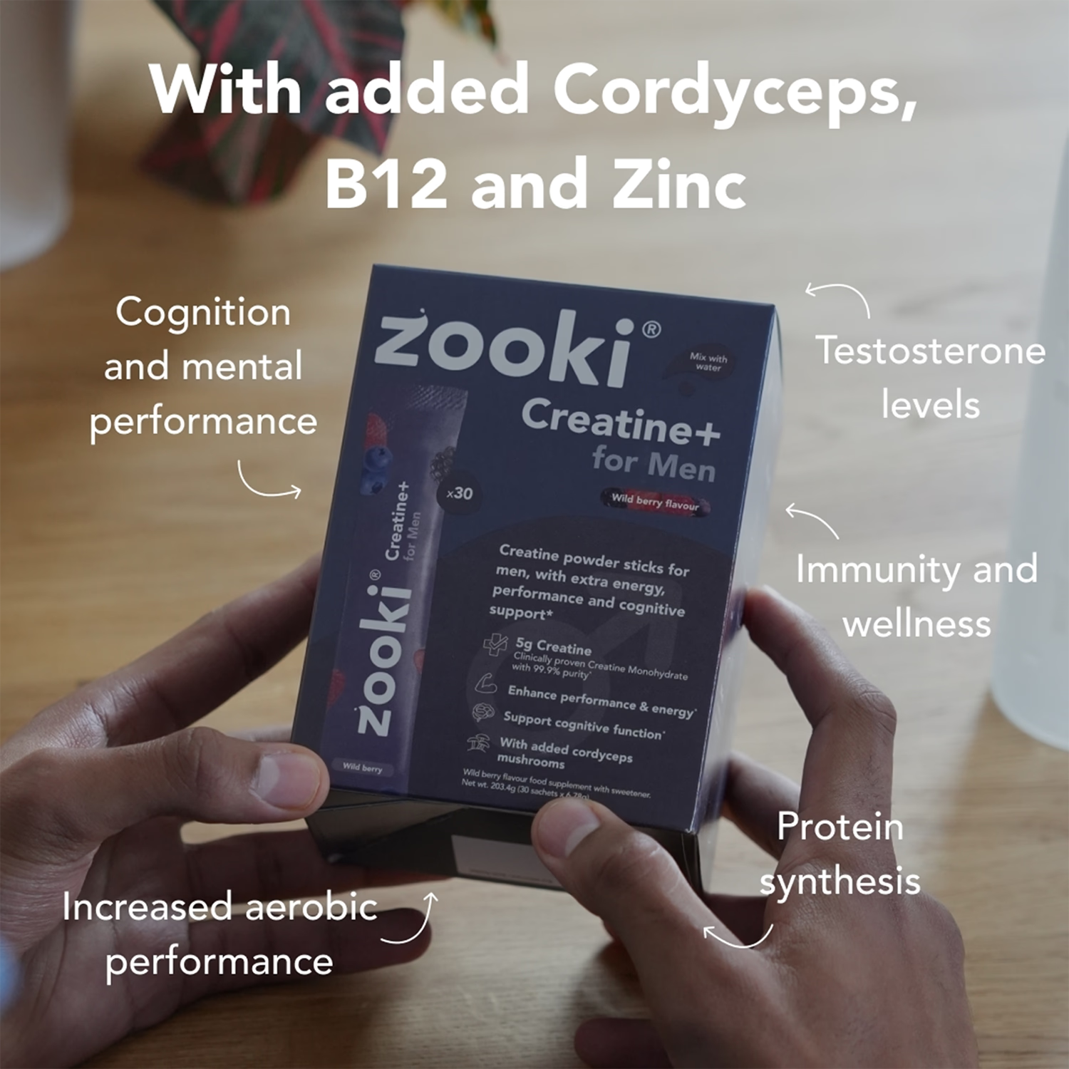 Zooki creatine supplement wild berry powder 30 sachets - British product