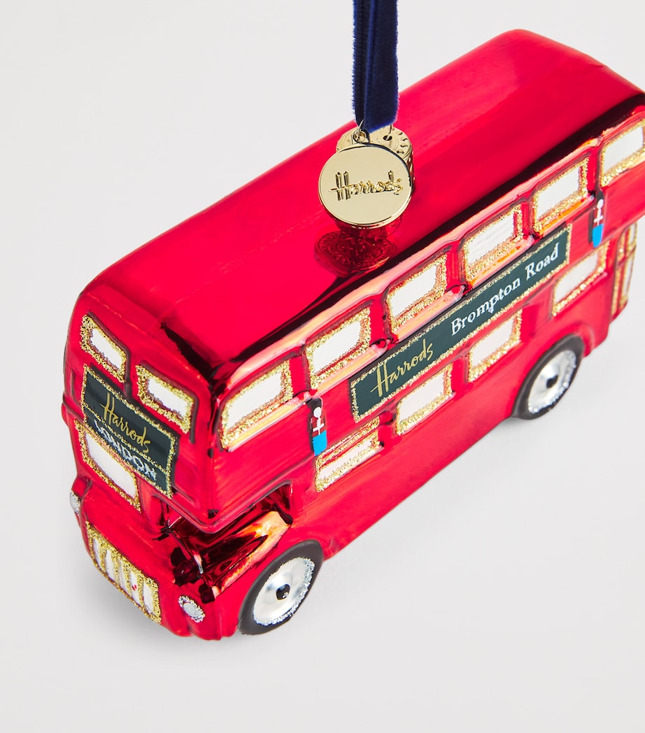 Harrods Red Bus tree decoration with glitter trim - British product