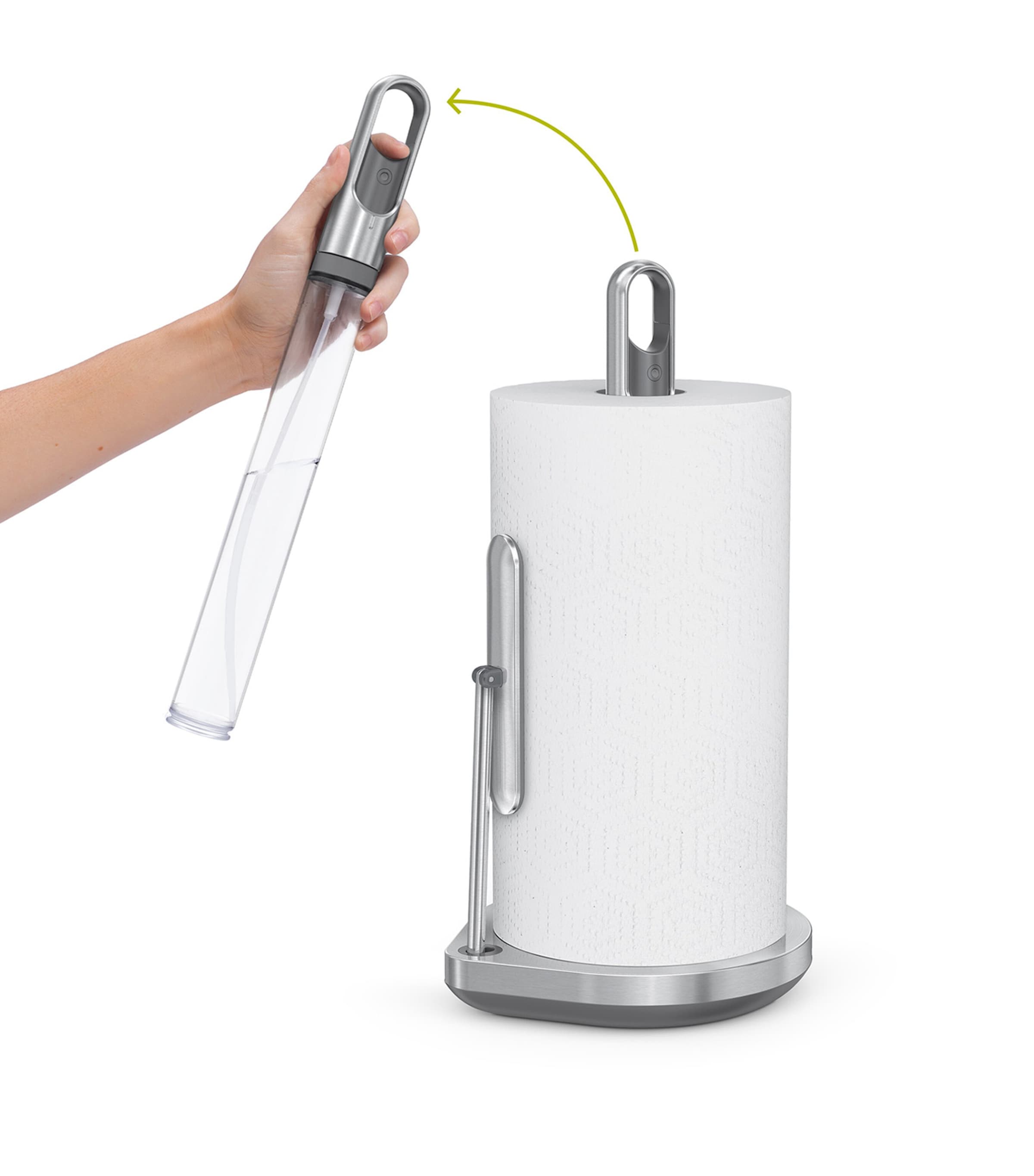 Simplehuman paper towel holder with integrated spray pump, 38cm height (British brand)