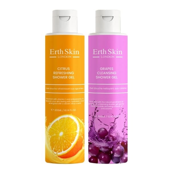 Erth Skin London shower gels grapes citrus 2x300ml, imported from the UK
