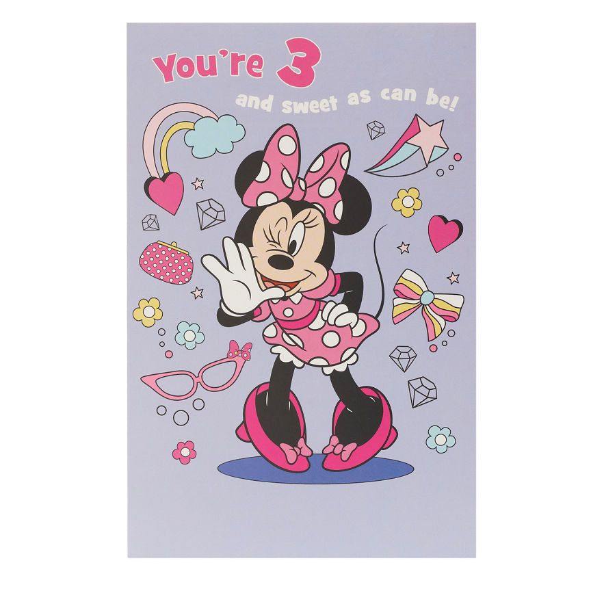 Disney Age 3 Minnie Mouse Birthday Card General Household ASDA   