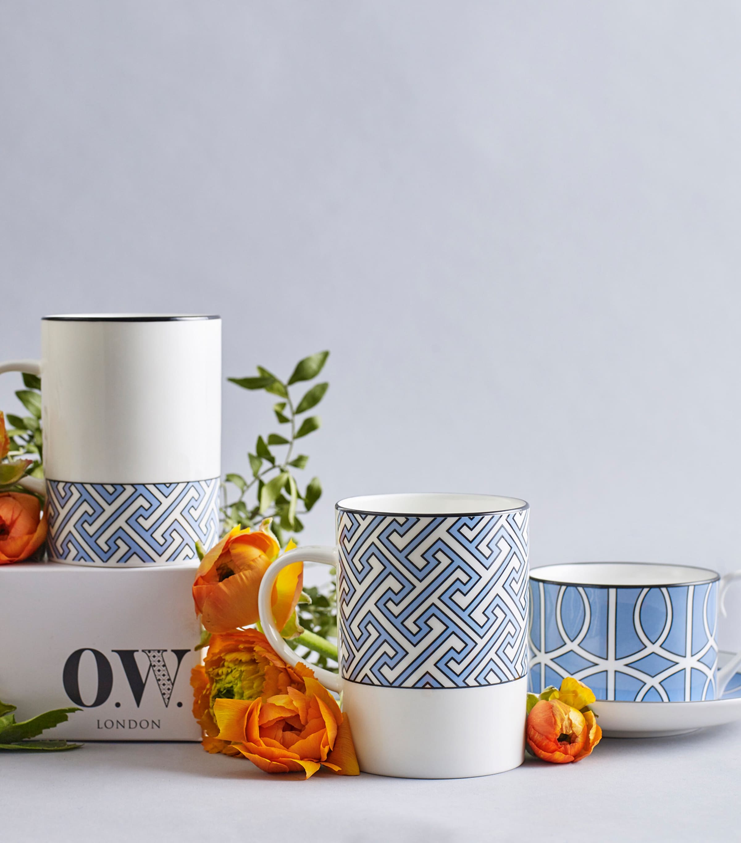 O.W. London Maze pattern ceramic mug, imported from the UK