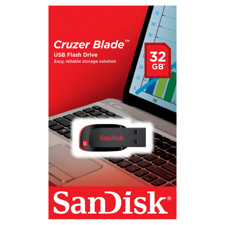 SanDisk Cruzer Blade USB Flash Drive 32GB General Household ASDA   