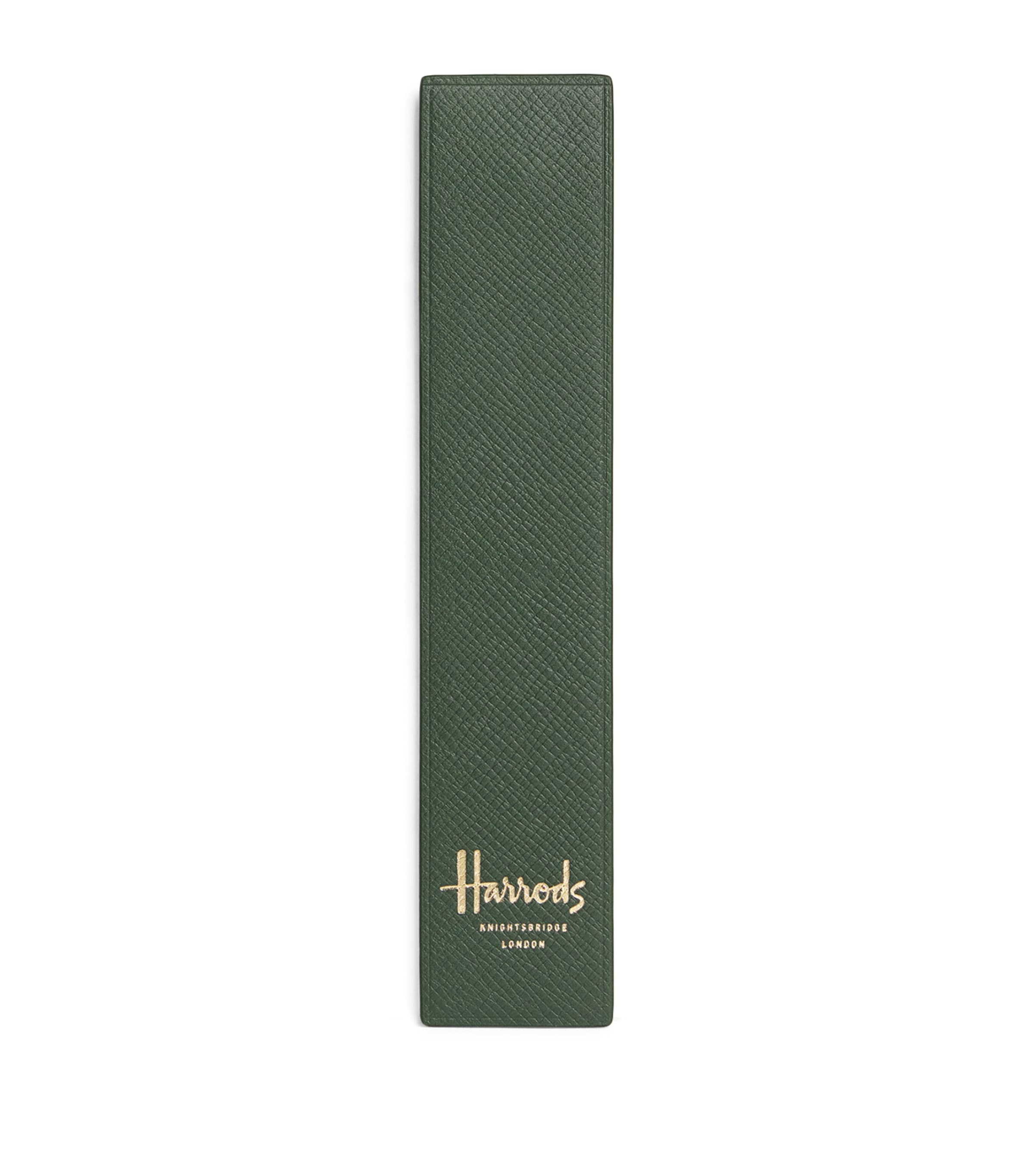 Harrods leather embossed-logo bookmark, UK version
