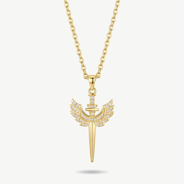 MUCHV Angel Sword necklace 18k gold or silver - British product