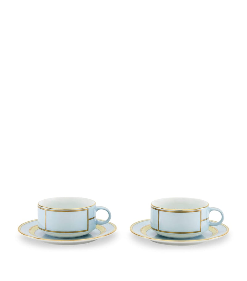 Ginori 1735 Celeste teacup and saucer set, UK version