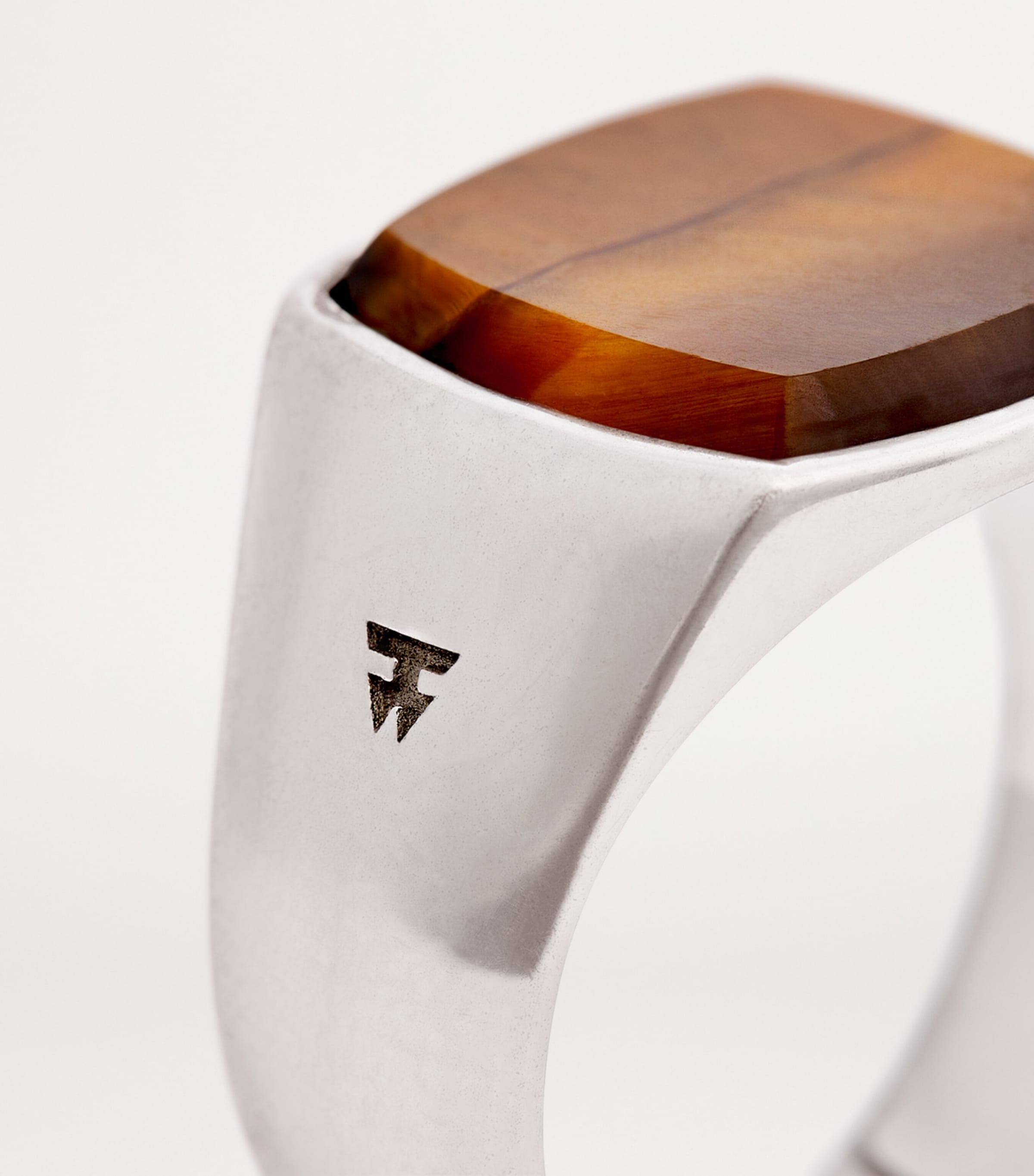 Tom Wood ring cushion tiger eye sterling silver, imported from the UK