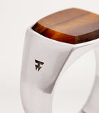 Tom Wood ring cushion tiger eye sterling silver, imported from the UK