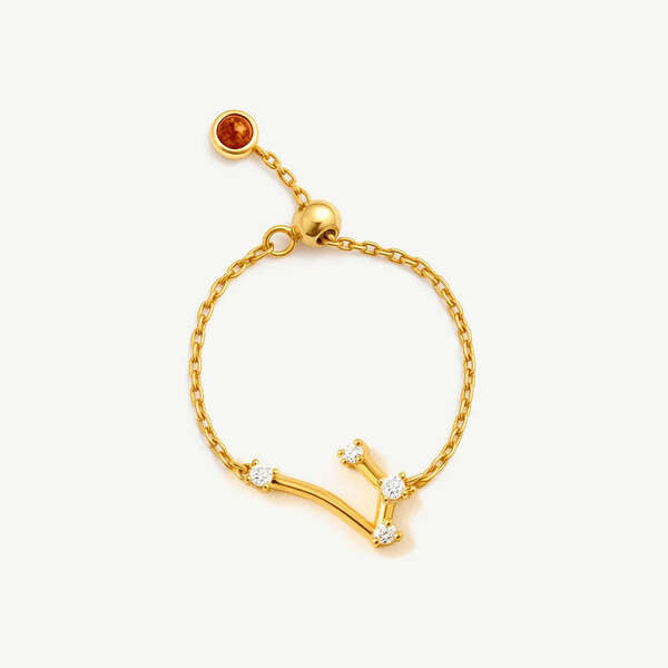 MUCHV Gold Aries Zodiac Ring Adjustable - British product