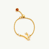 MUCHV Gold Aries Zodiac Ring Adjustable - British product