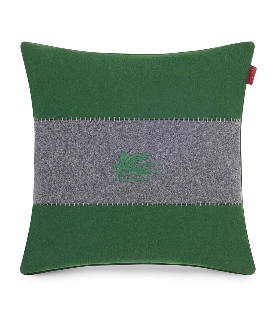 Etro Pegaso embroidered wool-blend cushion 45cm x 45cm - British product