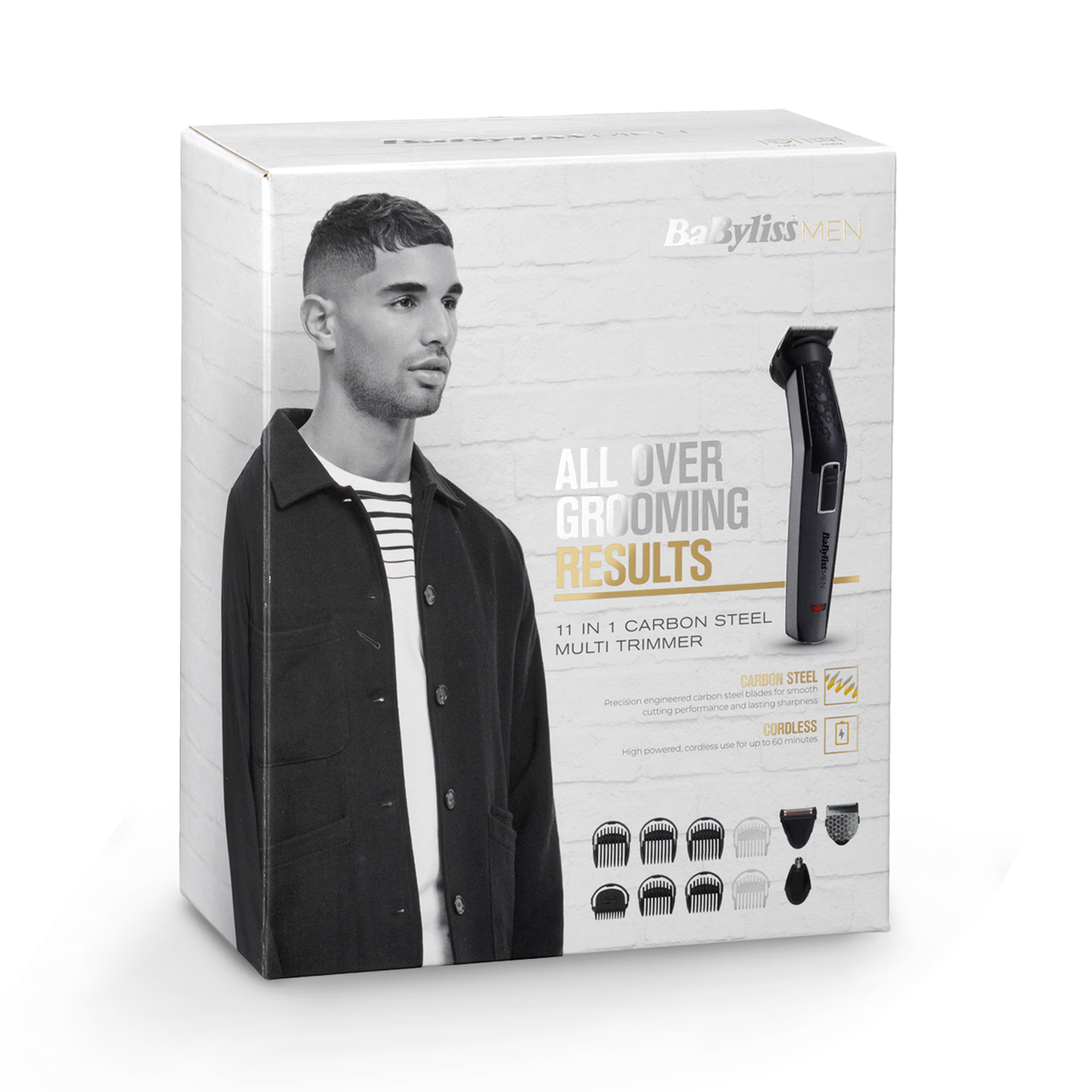 BaByliss 11-in-1 carbon titanium trimmer kit for face and body, imported from the UK