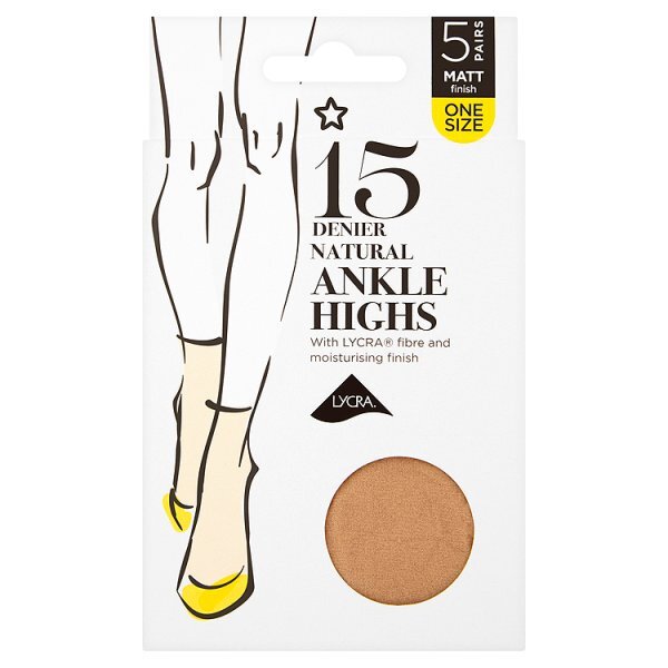 Superdrug 5 Pack 15 Denier Ankle Lycra Tights -Natural GOODS Superdrug   