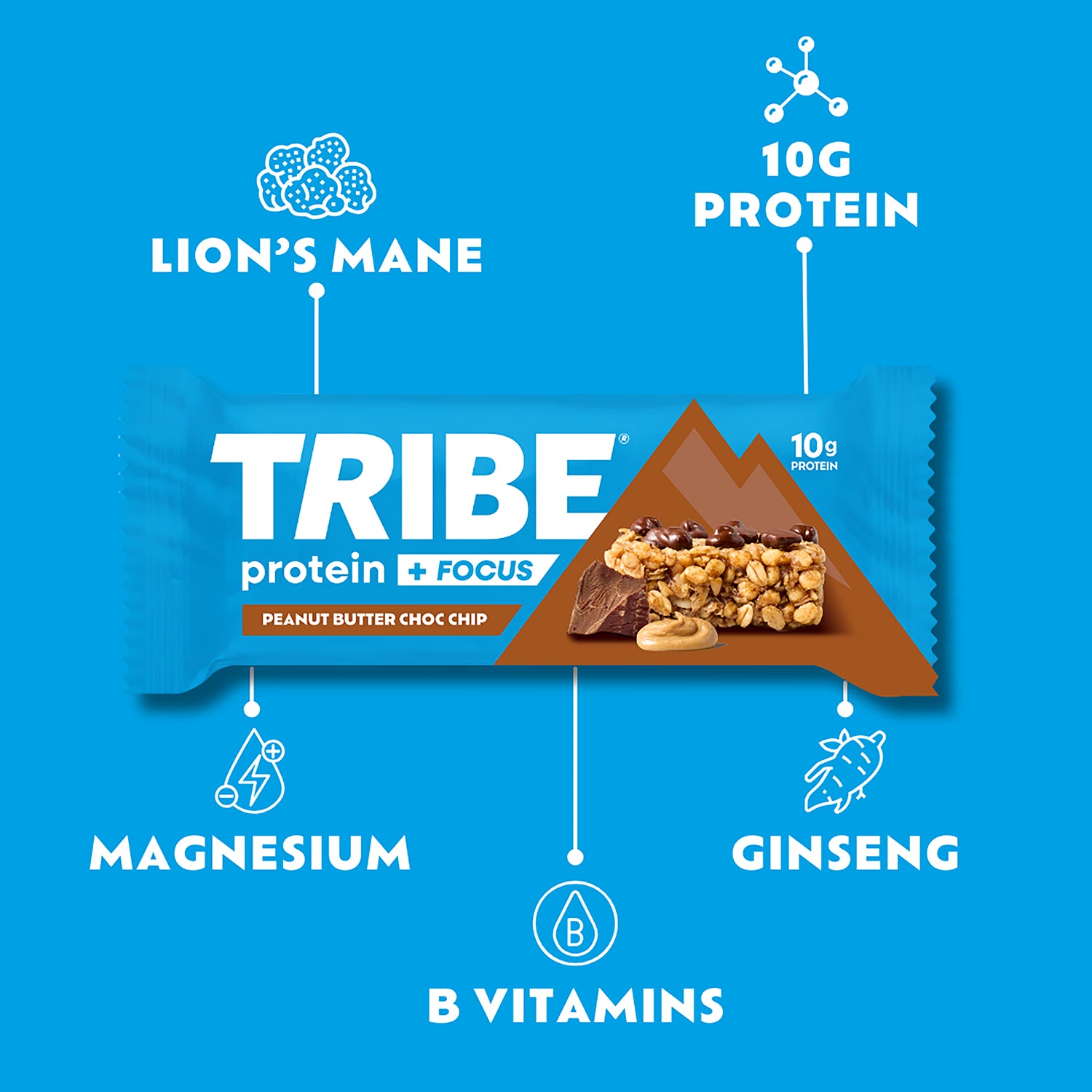 Tribe protein bar peanut butter choc chip 60g (British brand)