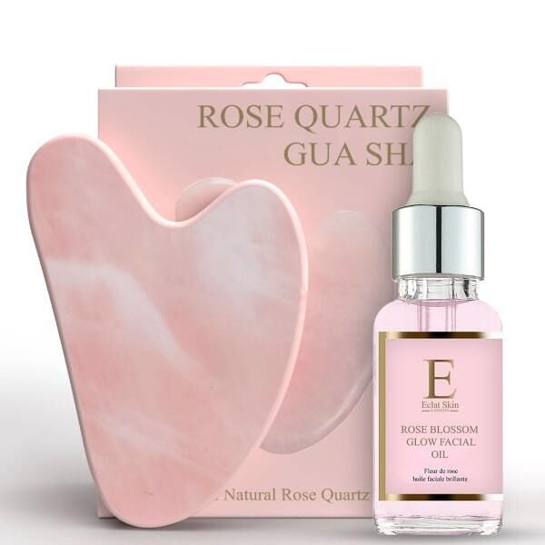 Eclat Skin Rose Blossom Glow Facial Oil+Rose Quartz Gua Sha GOODS Superdrug   