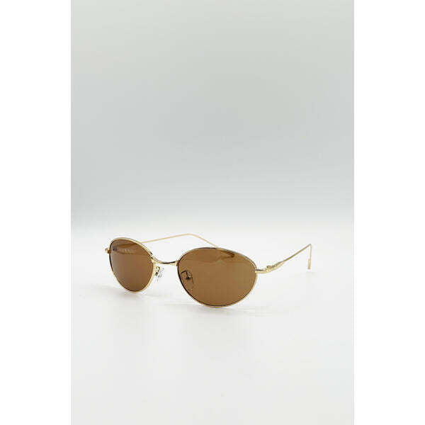 SVNX metal oval cat eye sunglasses brown lens, UK version