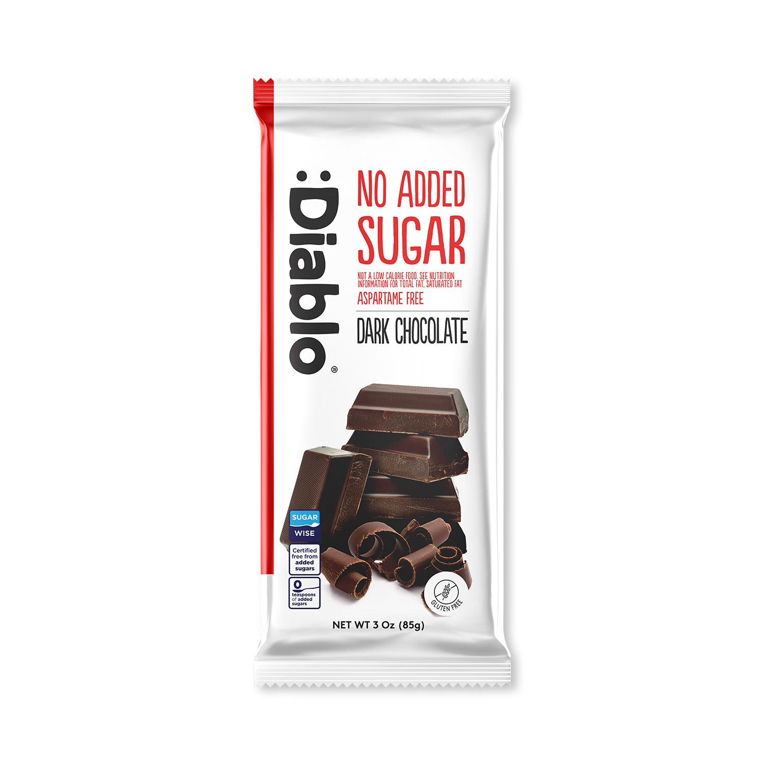 Diablo no added sugar dark chocolate bar 85g - British product