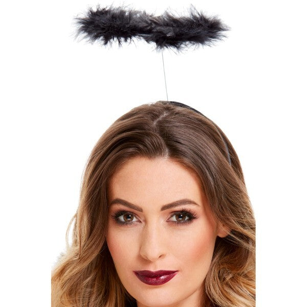 Smiffys Marabou angel halo black, imported from the UK