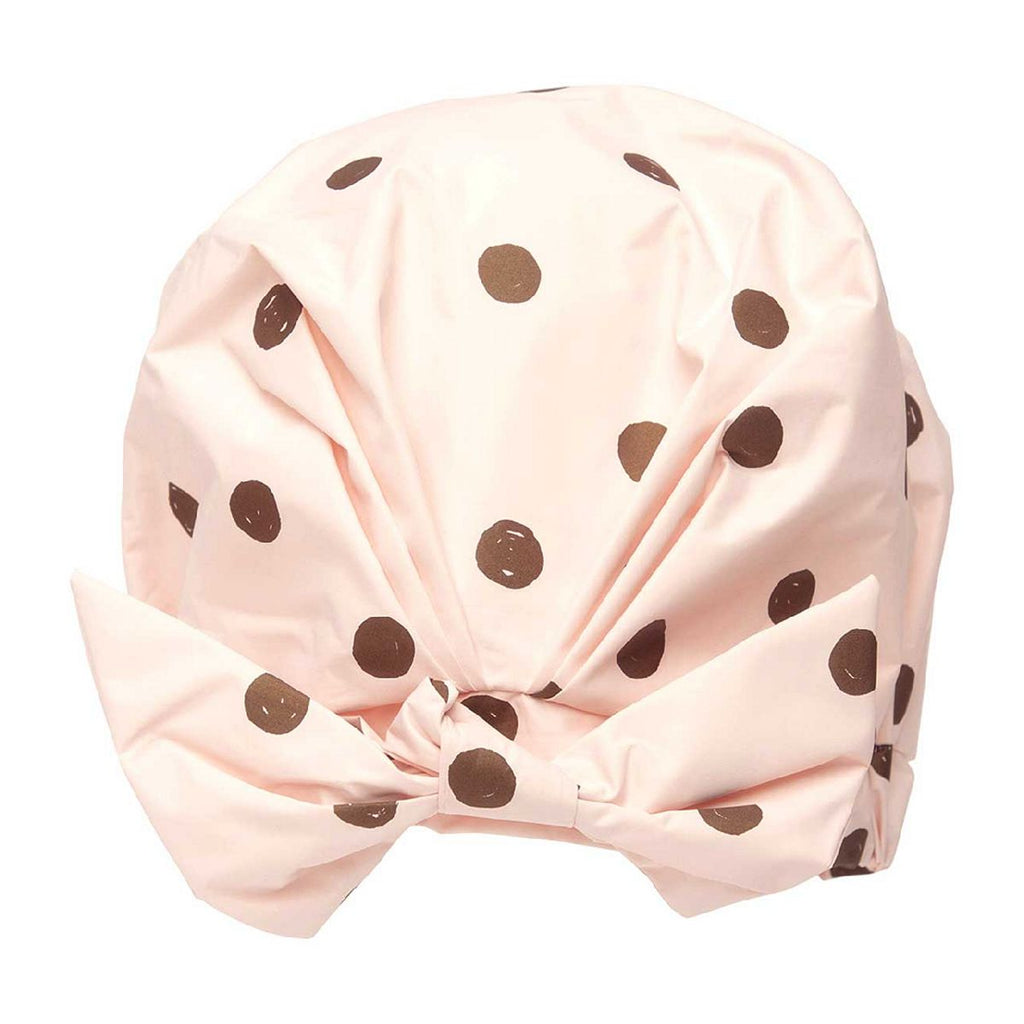 Kitsch Recycled Polyester Luxe Shower Cap Blush Dot