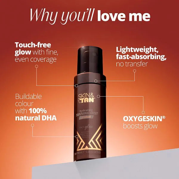 Skin & Tan Face Glow Hydrating Tanning Mist 100ml (British brand)