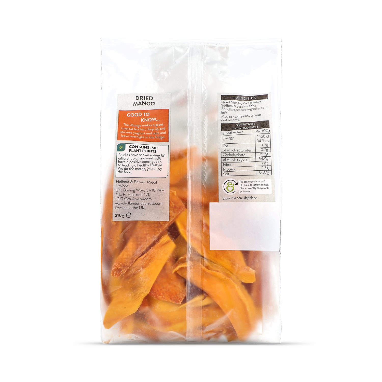 Holland & Barrett Dried Mango Slices 210g, UK version