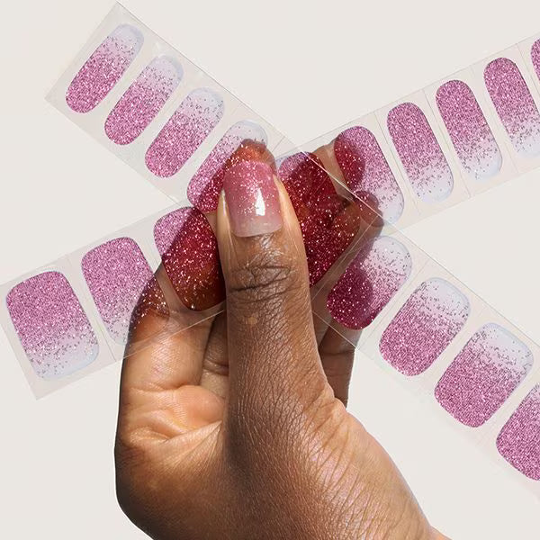 Mylee gel nail wraps pink stardust, imported from the UK