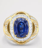 Boodles Presence Chamber sapphire diamond ring in yellow gold, UK version
