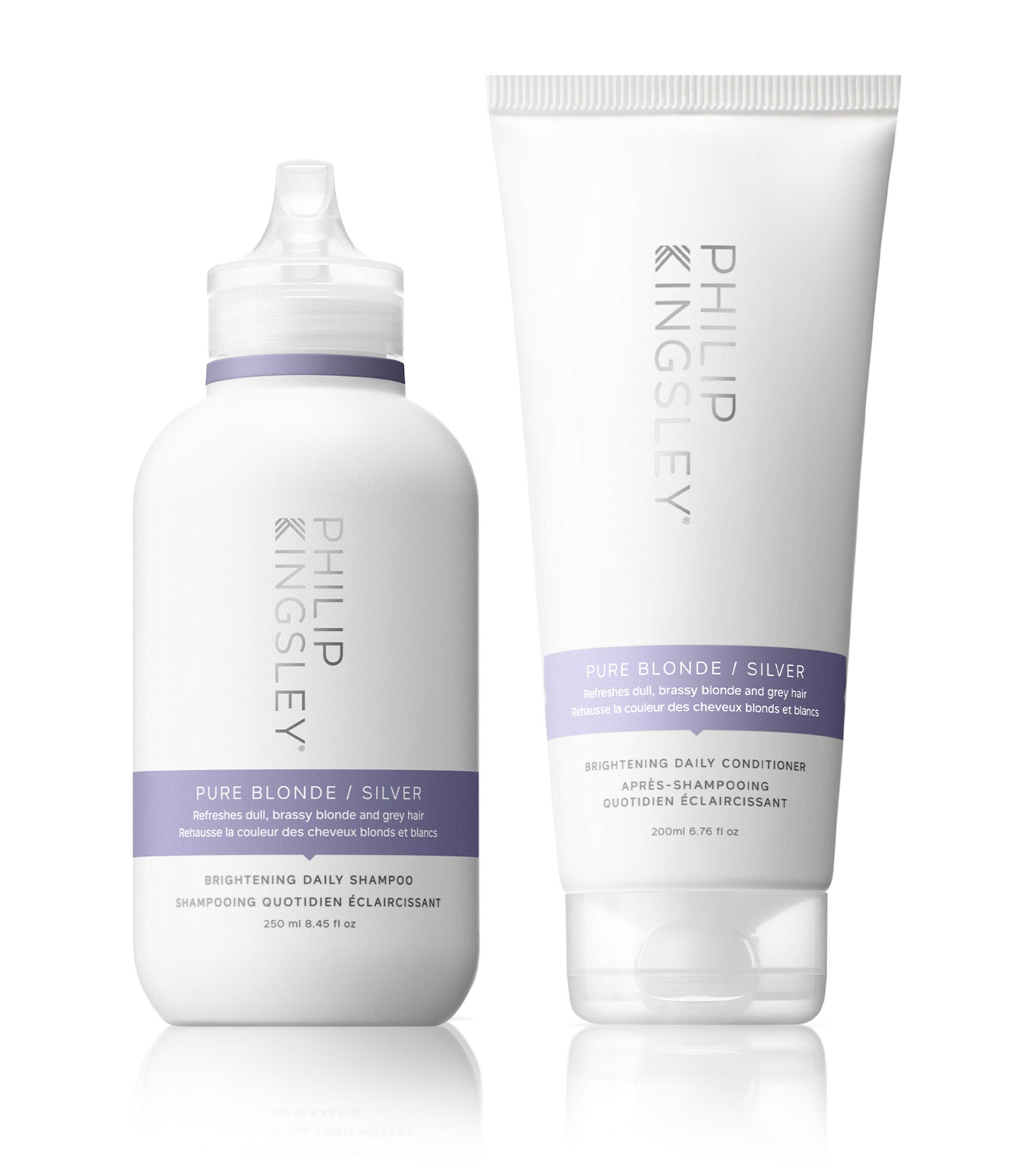 Philip Kingsley Pure Blonde Silver Shampoo and Conditioner Duo, imported from the UK
