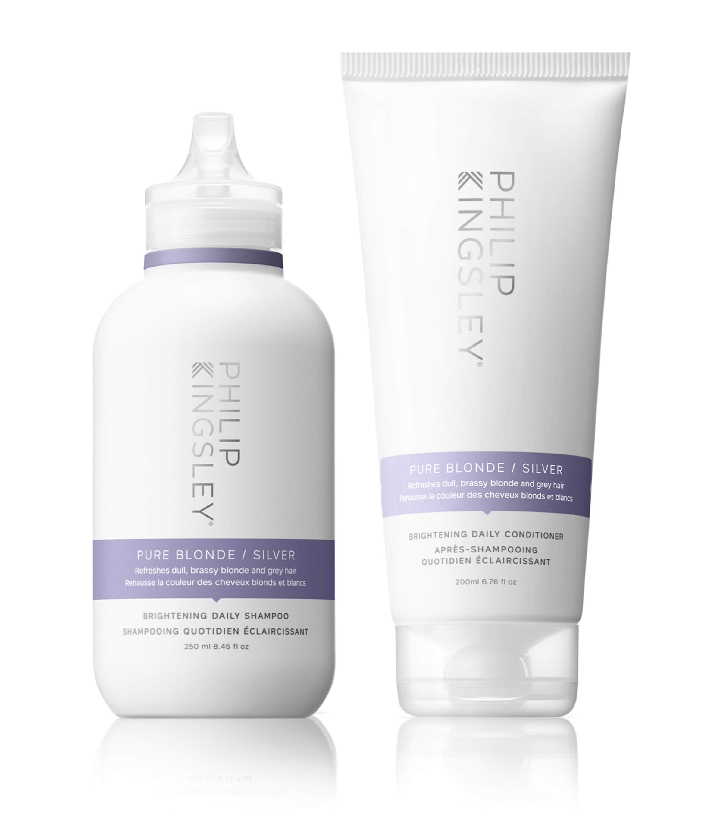 Philip Kingsley Pure Blonde Silver Shampoo and Conditioner Duo, imported from the UK