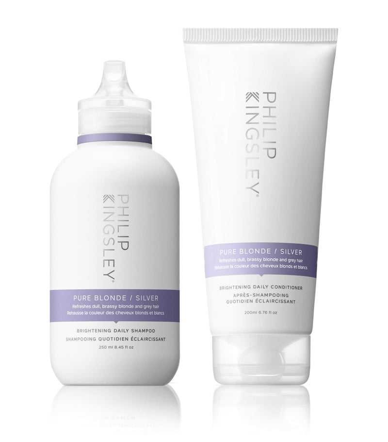 Philip Kingsley Pure Blonde Silver Shampoo and Conditioner Duo, imported from the UK