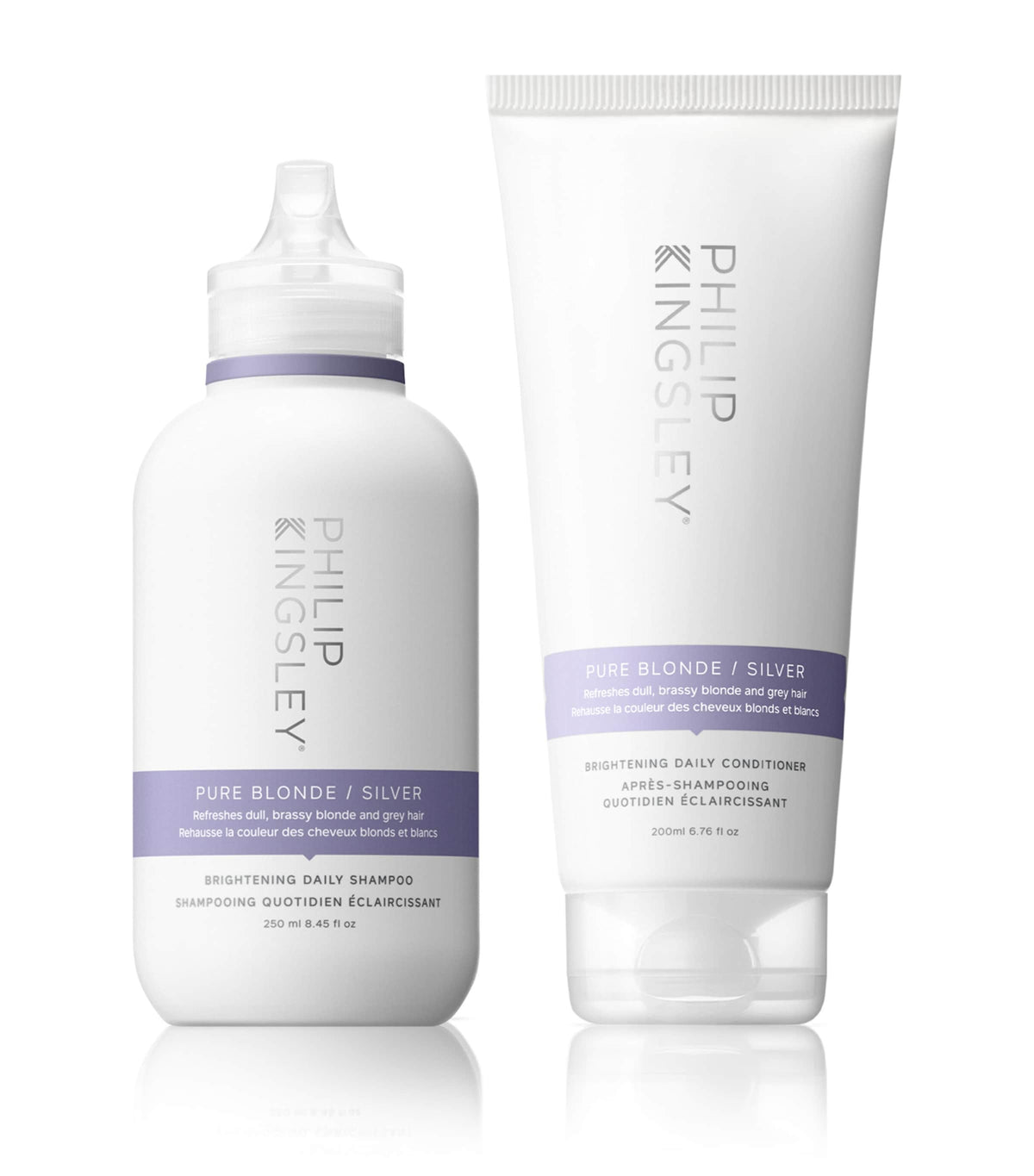 Philip Kingsley Pure Blonde Silver Shampoo and Conditioner Duo, imported from the UK