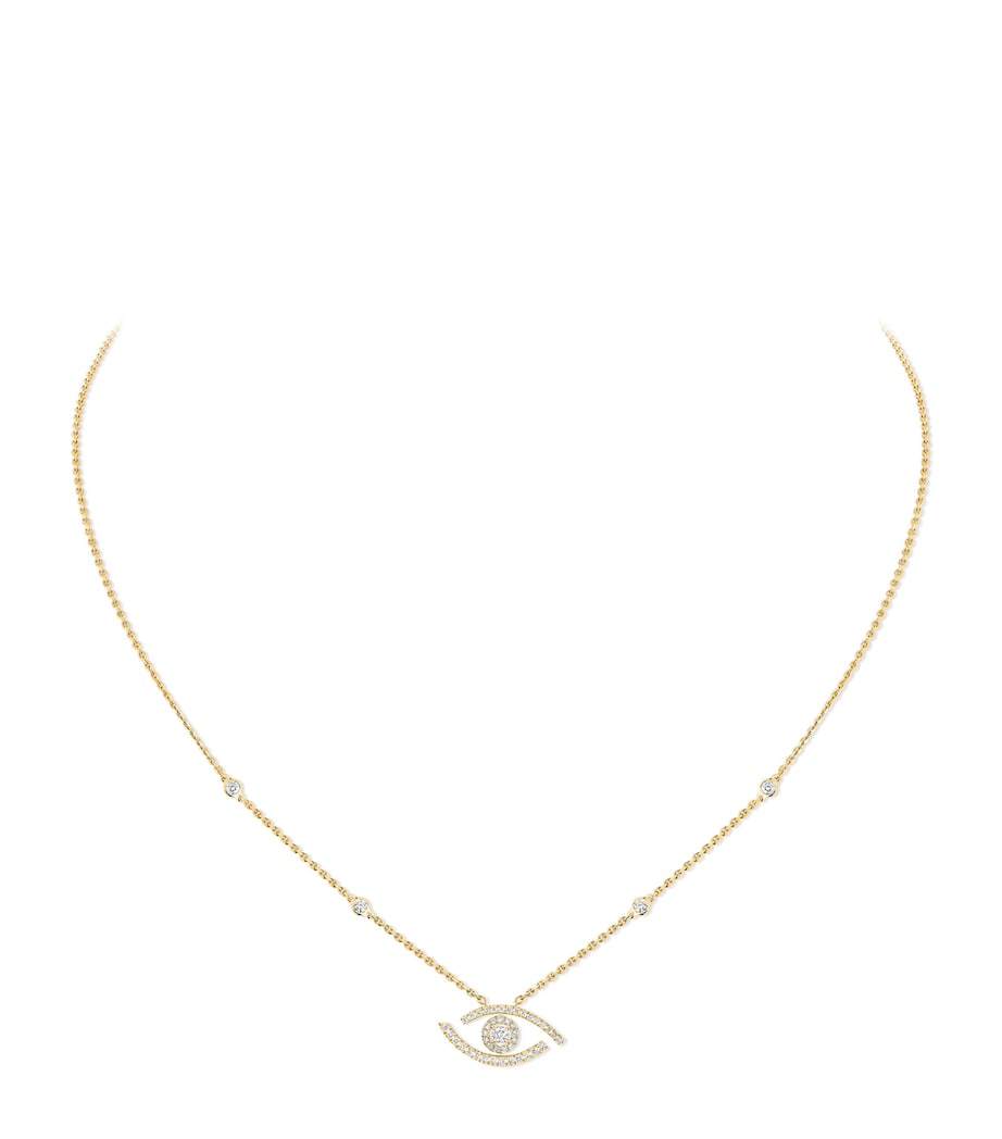 Messika Lucky Eye necklace 0.29ct yellow gold diamond pavé, UK version