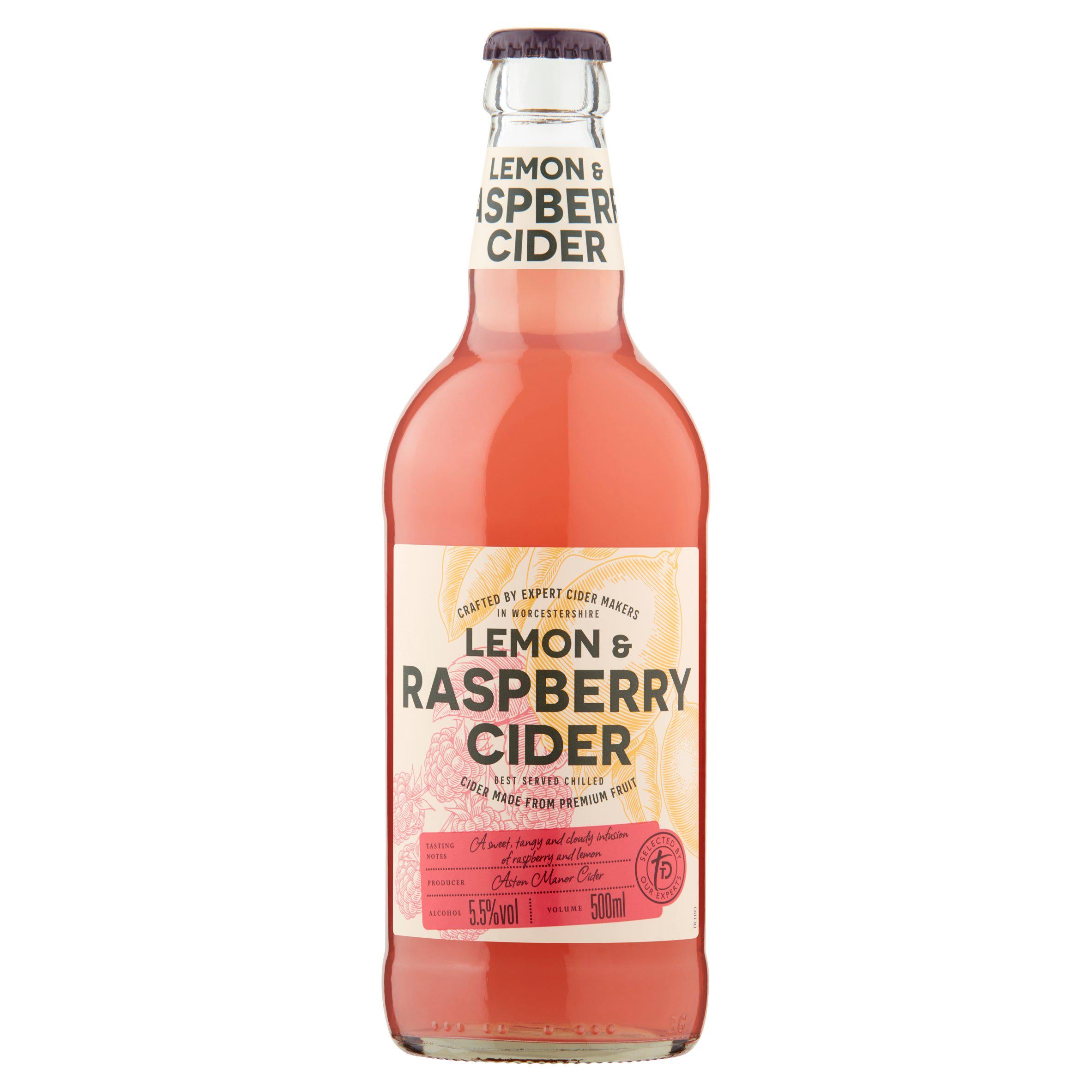 Sainsbury's Lemon & Raspberry Fruit Cider, Taste the Difference 500ml Cider Sainsburys   