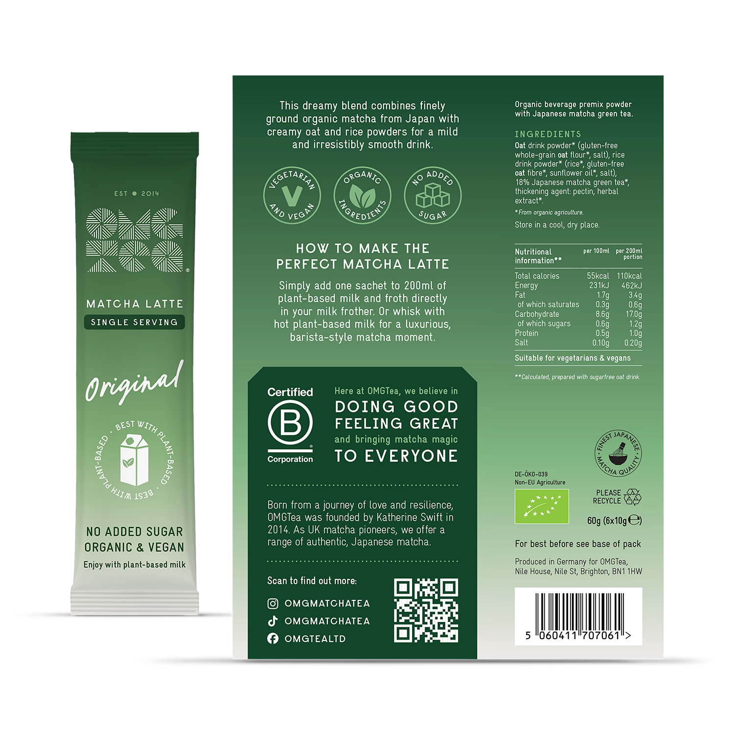 OMGTEA matcha latte 6 sachets (British brand)