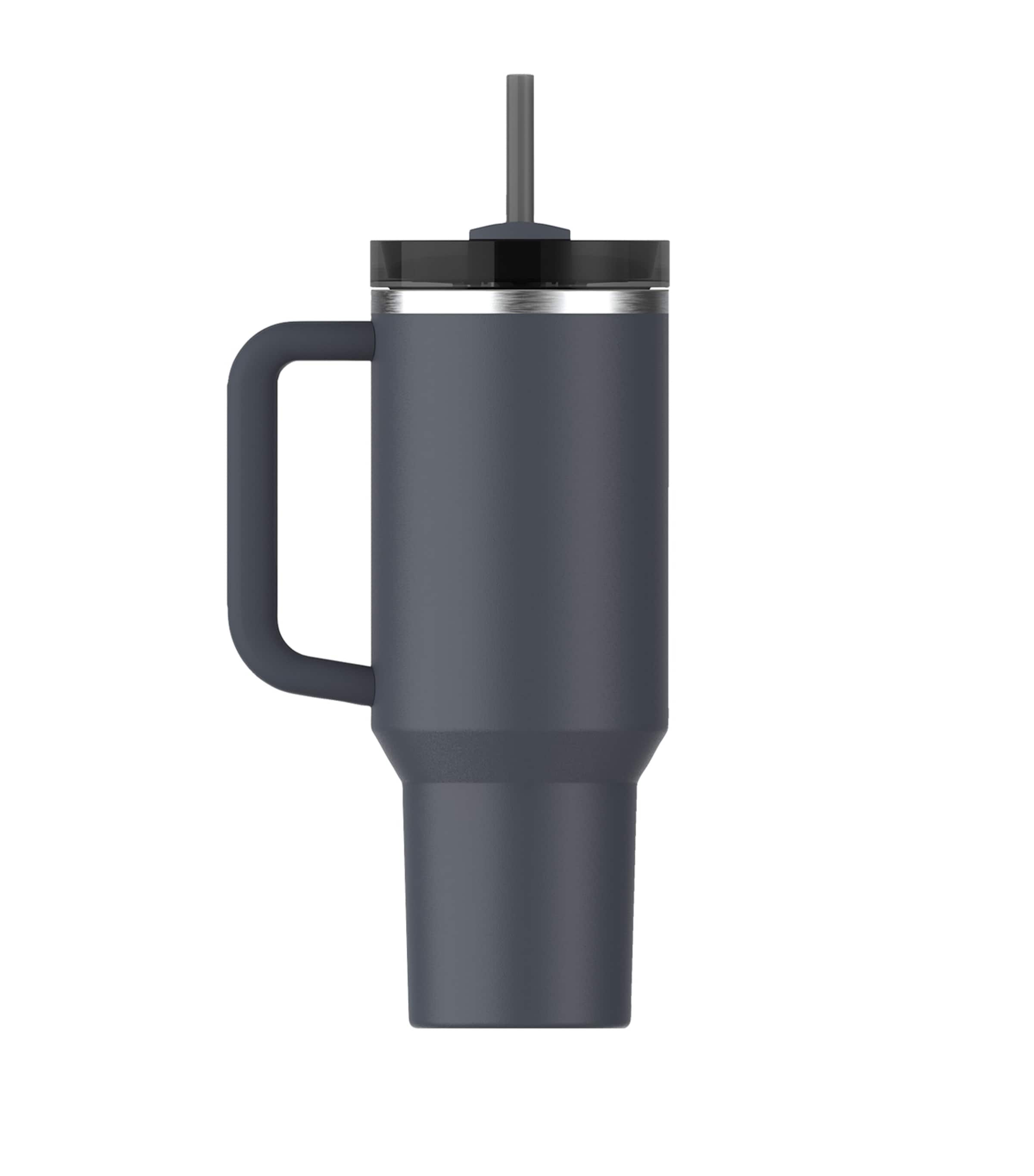 Vacuum-Insulated Stainless Steel Tumbler with Handle and Straw, 1.18L Capacity