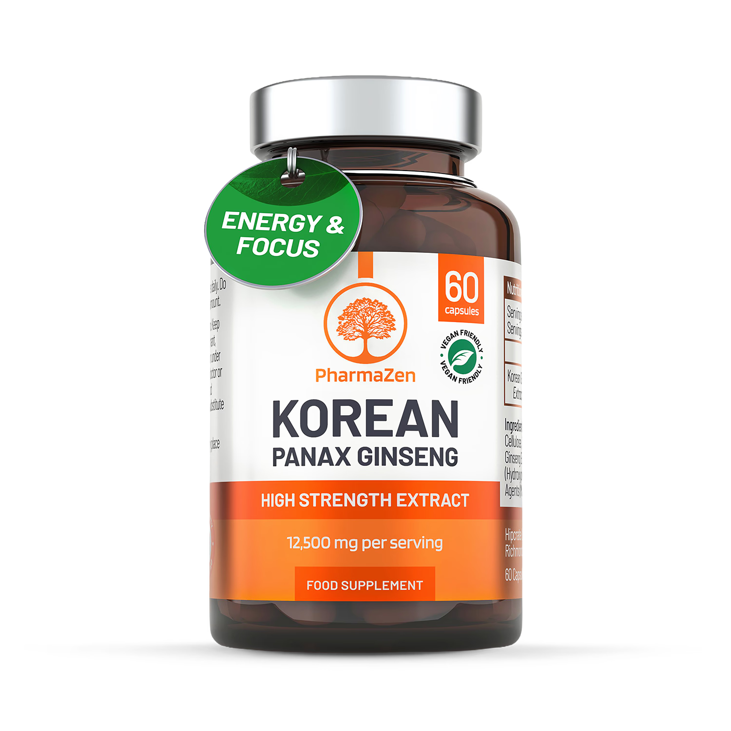PharmaZen Korean Panax Ginseng Extract 60 Capsules, UK version